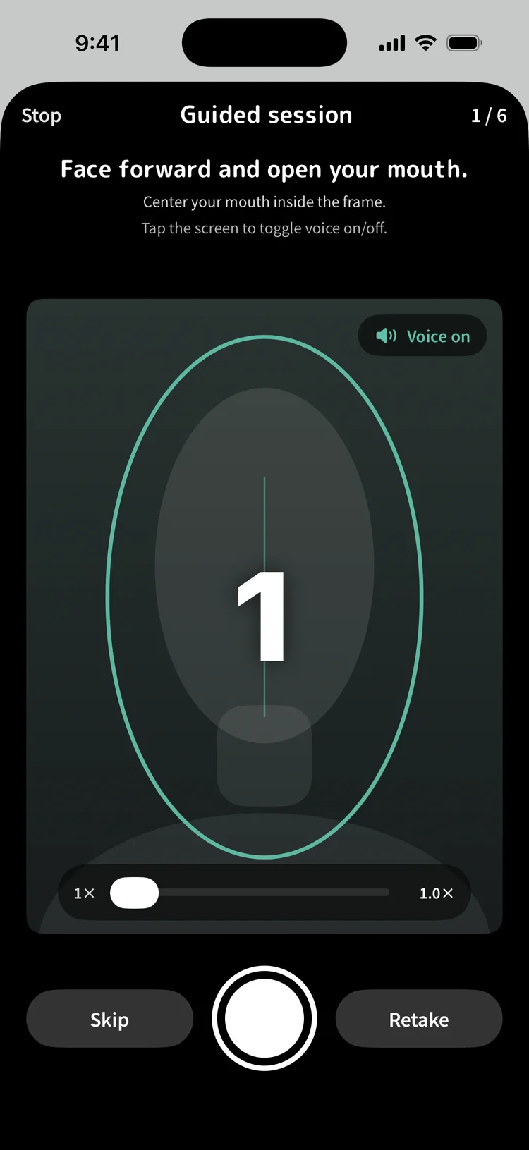 Burst mode announcing the next shot and counting down